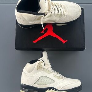 Jordan Cream and Black High-Top Sneakers